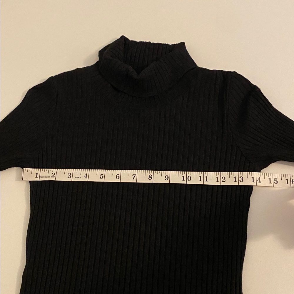Monrow Black Ribbed Turtle Neck 3/4 Sleeve Knit Mini Dress Size Small - Picture 10 of 14